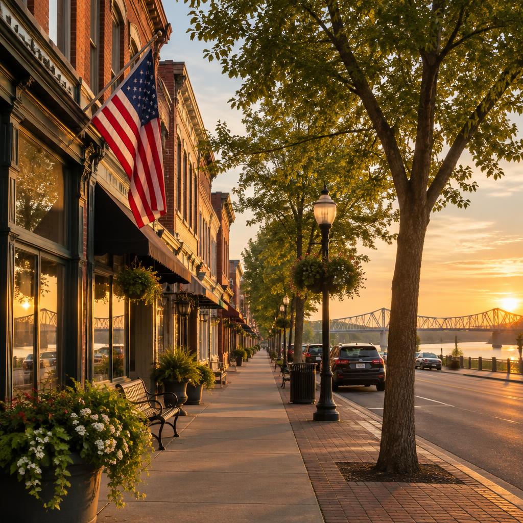 Downtown Owensboro, Kentucky at golden hour